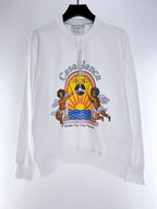 Marineblaues Baumwoll-Crewneck-Sweatshirt mit Sonnen-Grafikdruck – Herren