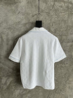White Knit Waffle Short-Sleeve - Men's