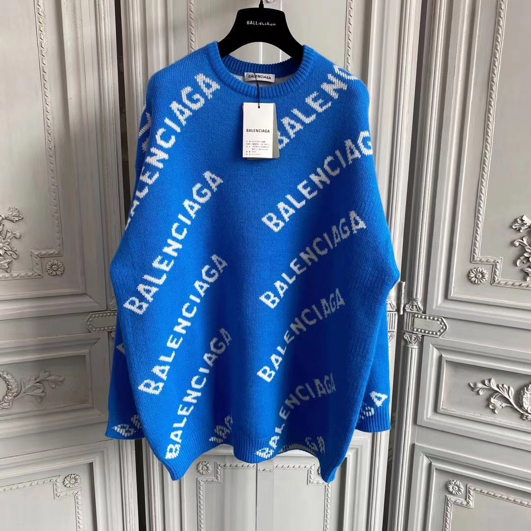 Black Jacquard Text Print Crewneck - Men's