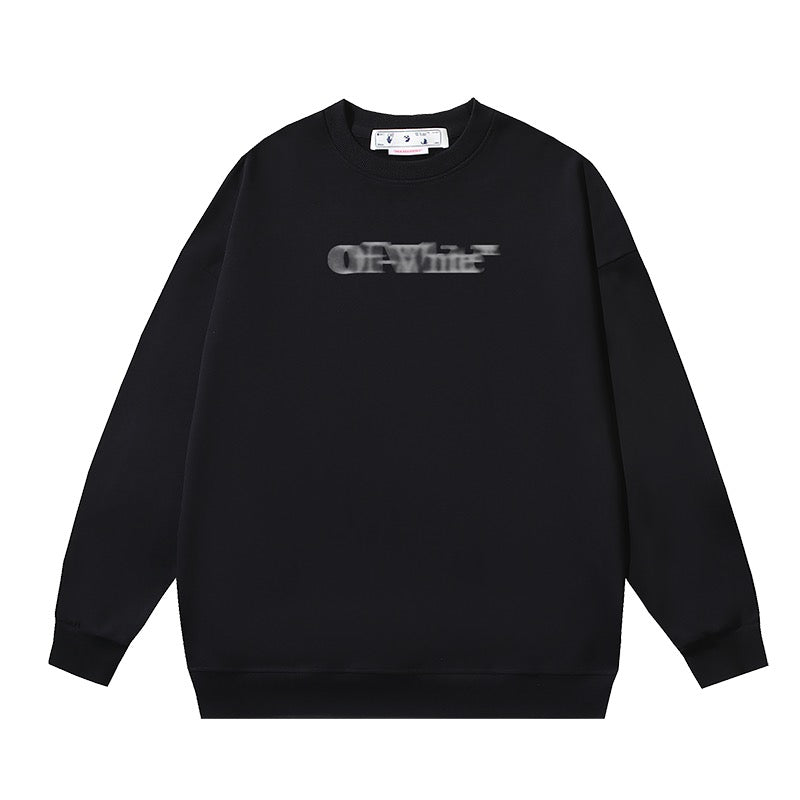 Schwarzes Baumwoll-Textlogo-Rundhals-Sweatshirt – Herren