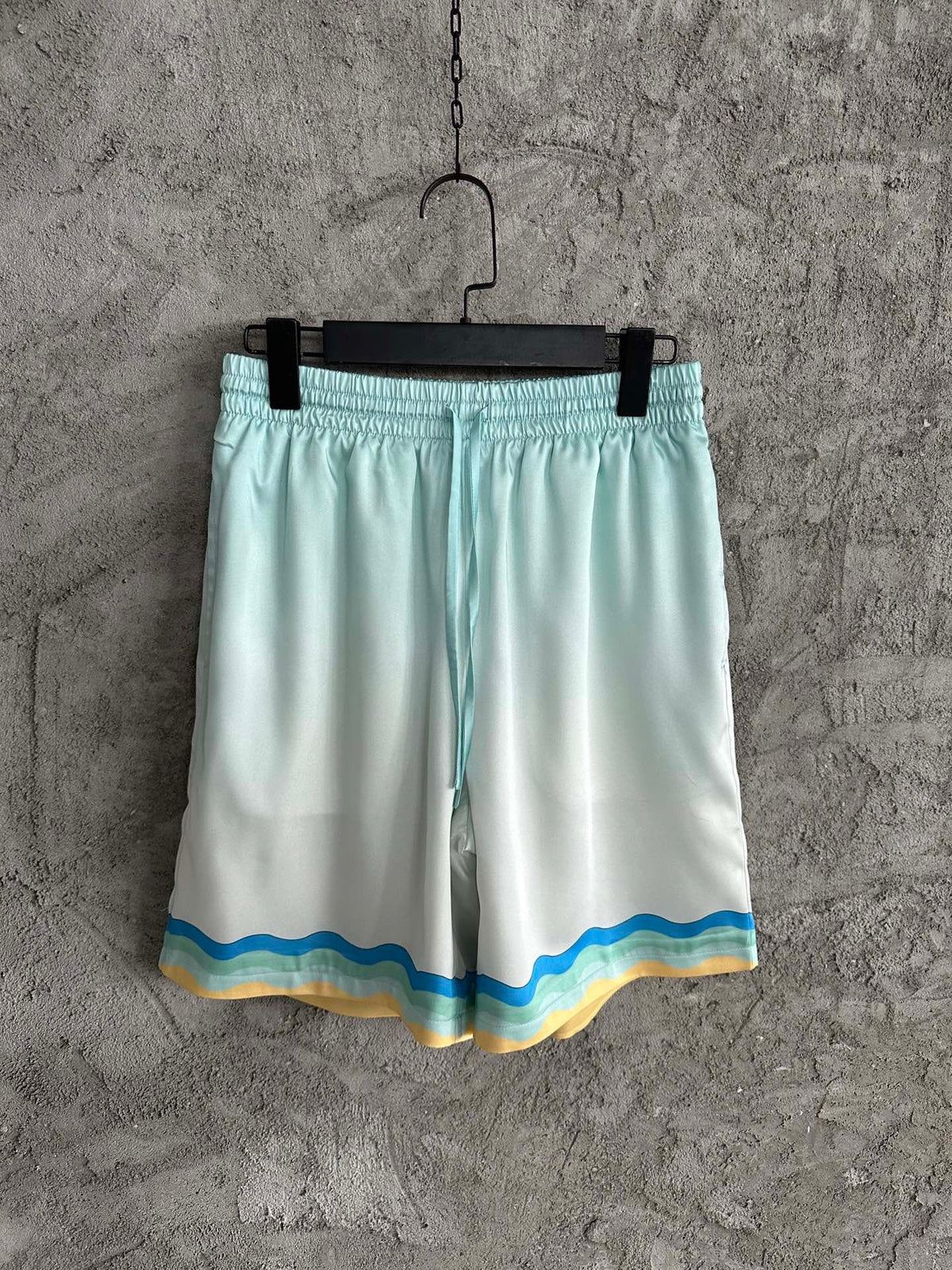 Green Silk Print Drawstring - Men's