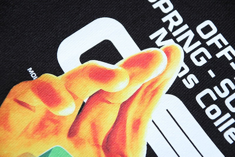 Black Cotton Graphic Drawstring - Men's
