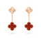 CLOVER 2 MOTIF  LASER CARNELIAN EARRINGS