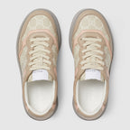 Women's GG sneaker – an emblematic material, white and beige GG Supreme canvas is framed by oatmeal – LUX VERSE Luxury Designer Fashion Outlet
