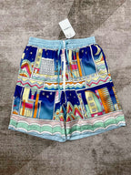Architektur-Print-Seidenshorts – Herren