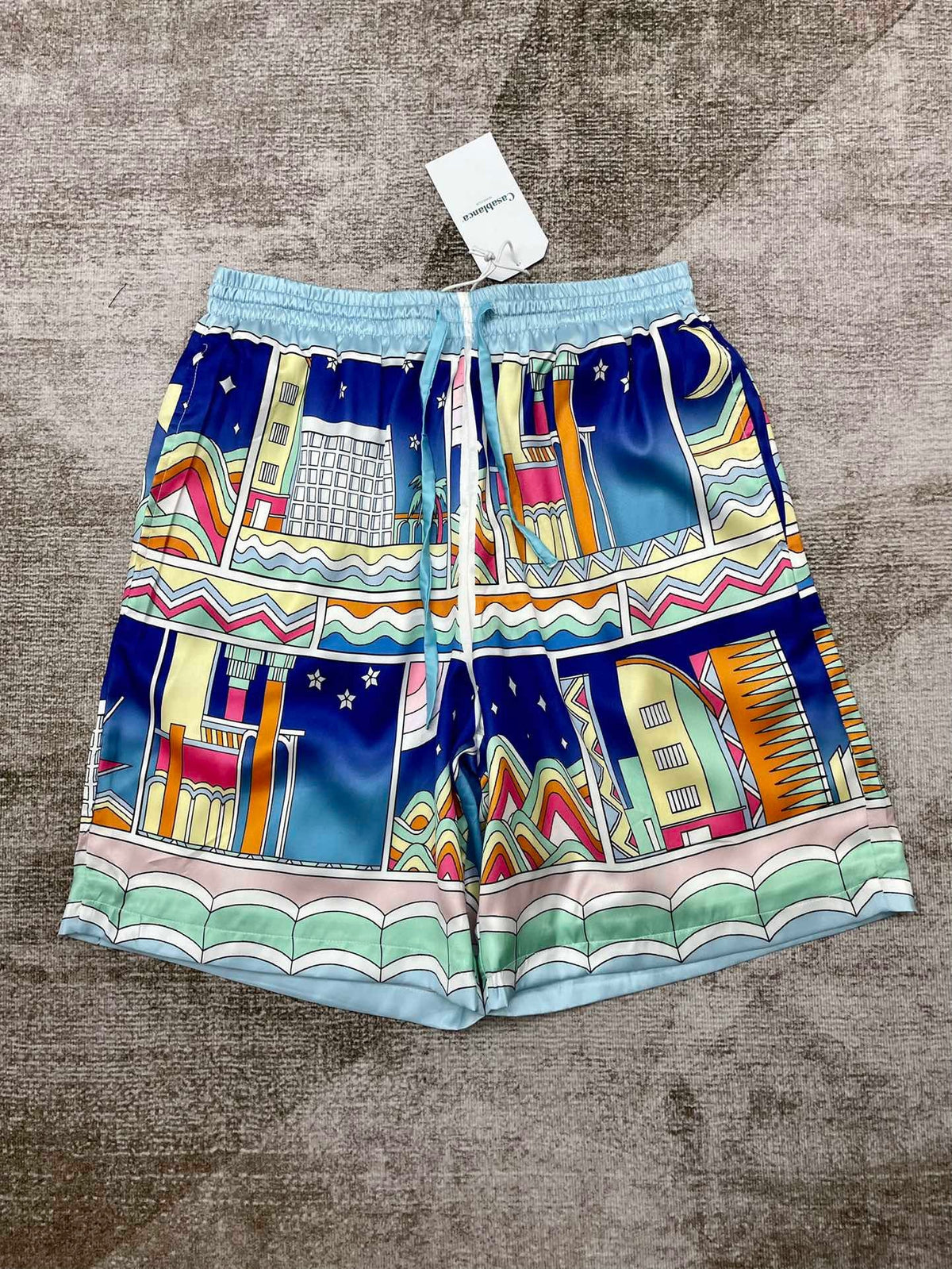Architectural Print Silk Shorts - Men's