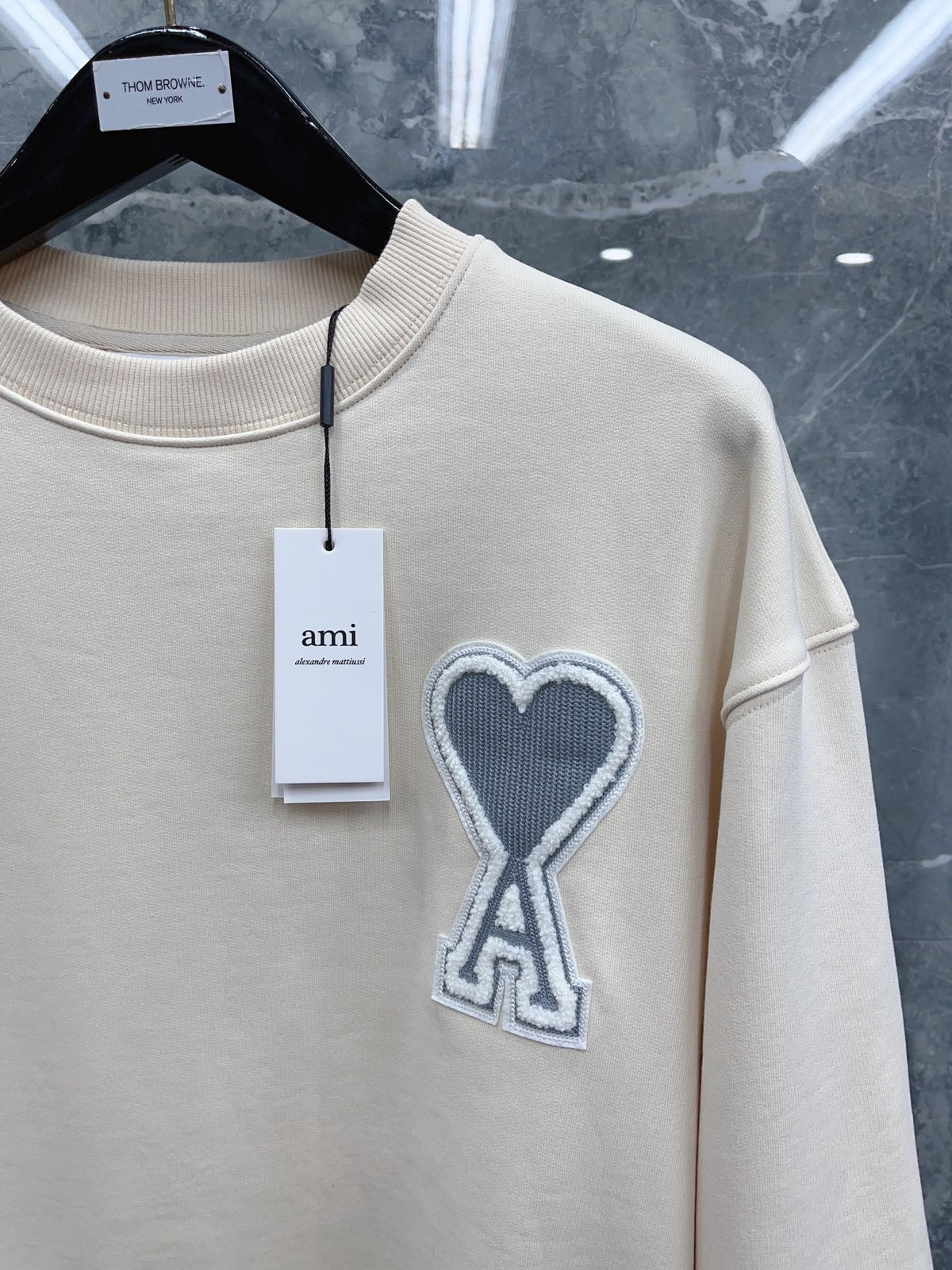 Navy Cotton Heart Logo Crewneck - Men's