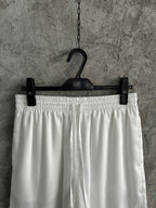 White Cotton Web Stripe Drawstring - Men's