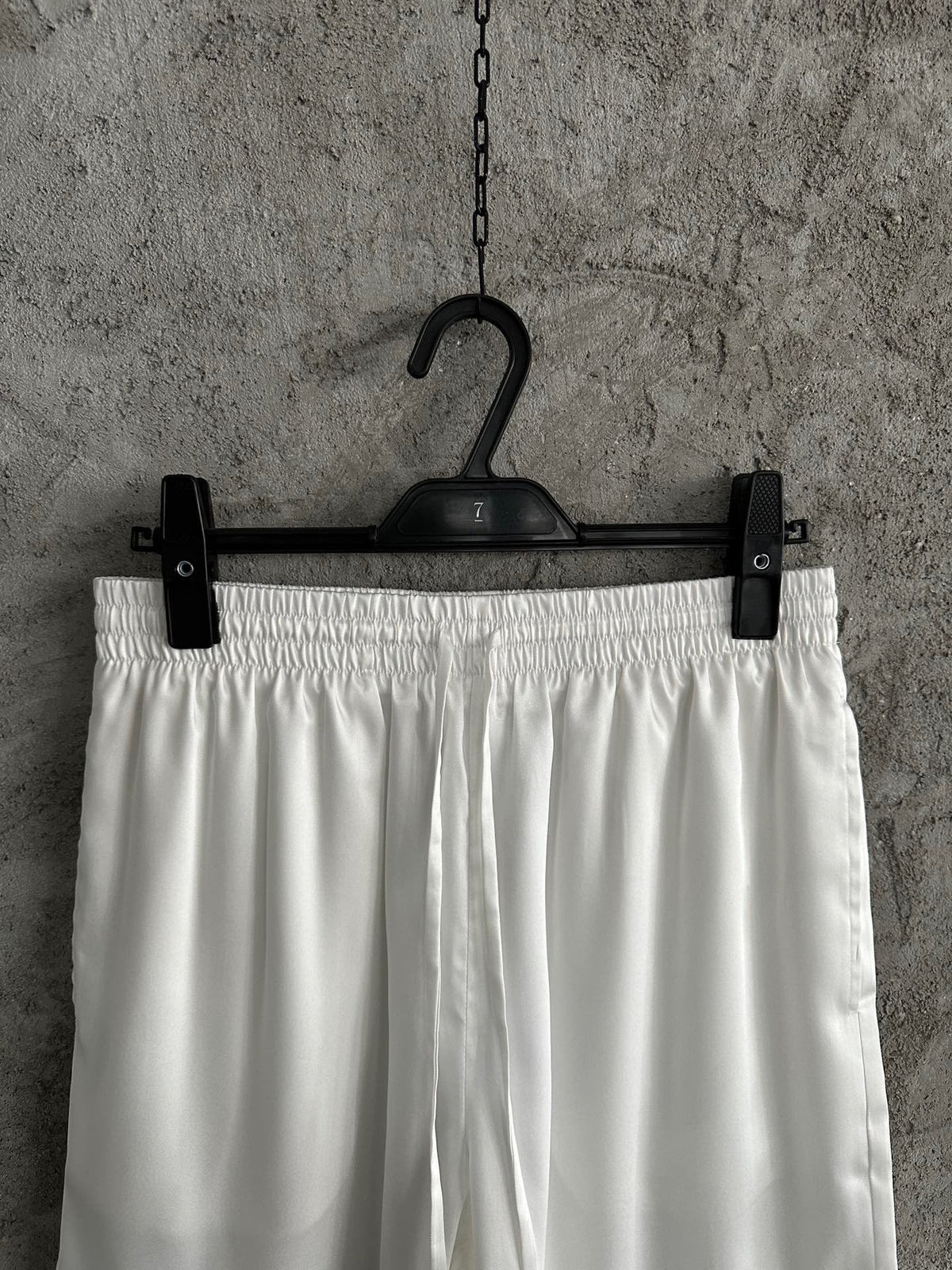 White Cotton Web Stripe Drawstring - Men's