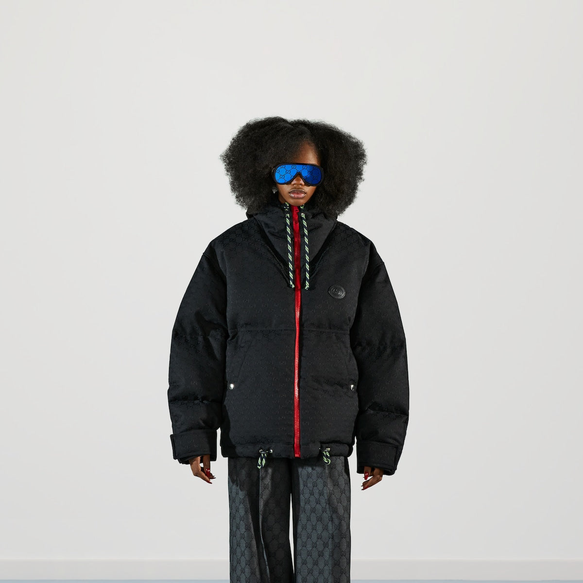Cotton canvas classic puffer jacket – crafted from black GG cotton canvas, this puffer jacket and is finished with an oval – LUX VERSE Luxury Designer Fashion Outlet