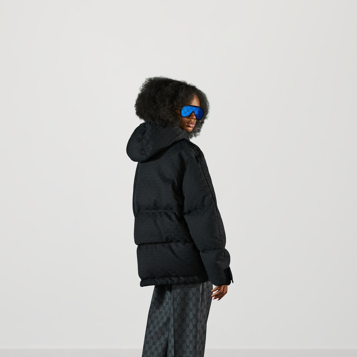 Cotton canvas classic puffer jacket – black GG cotton canvas Lined Fixed hood with drawstring Oval leather tag – LUX VERSE Luxury Designer Fashion Outlet