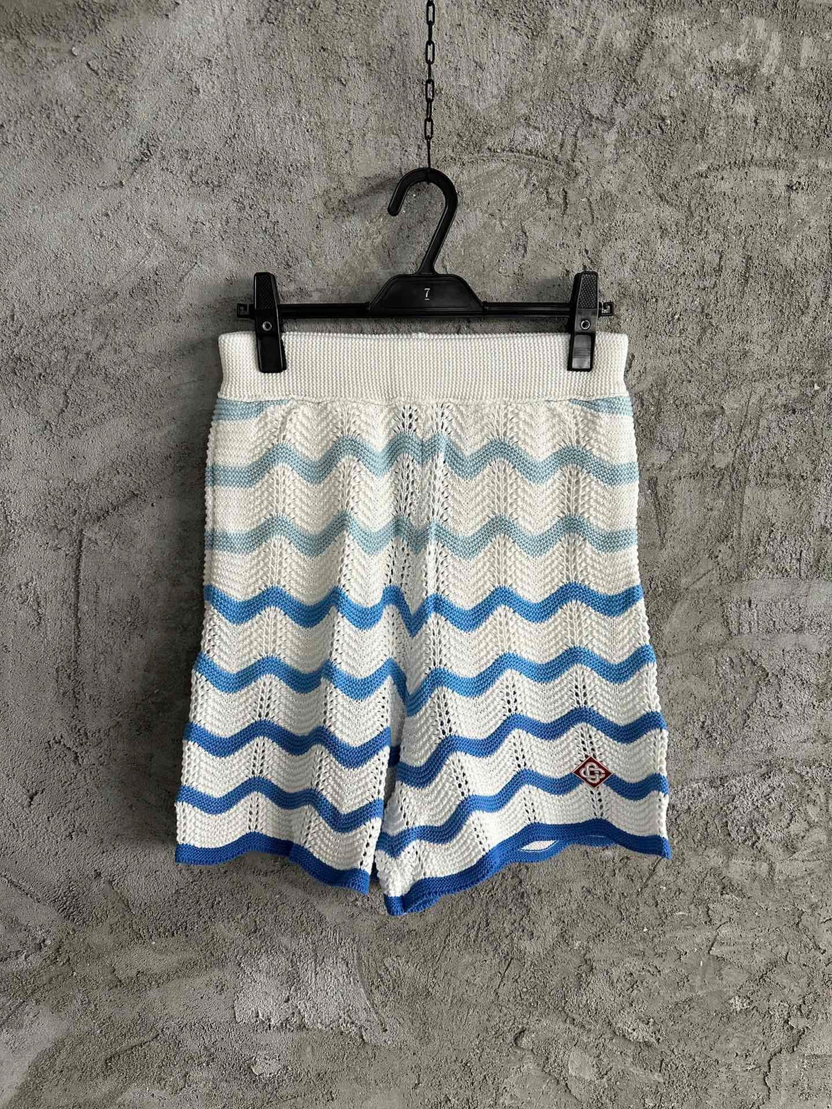 Blue Chevron Knit Shorts - Men's