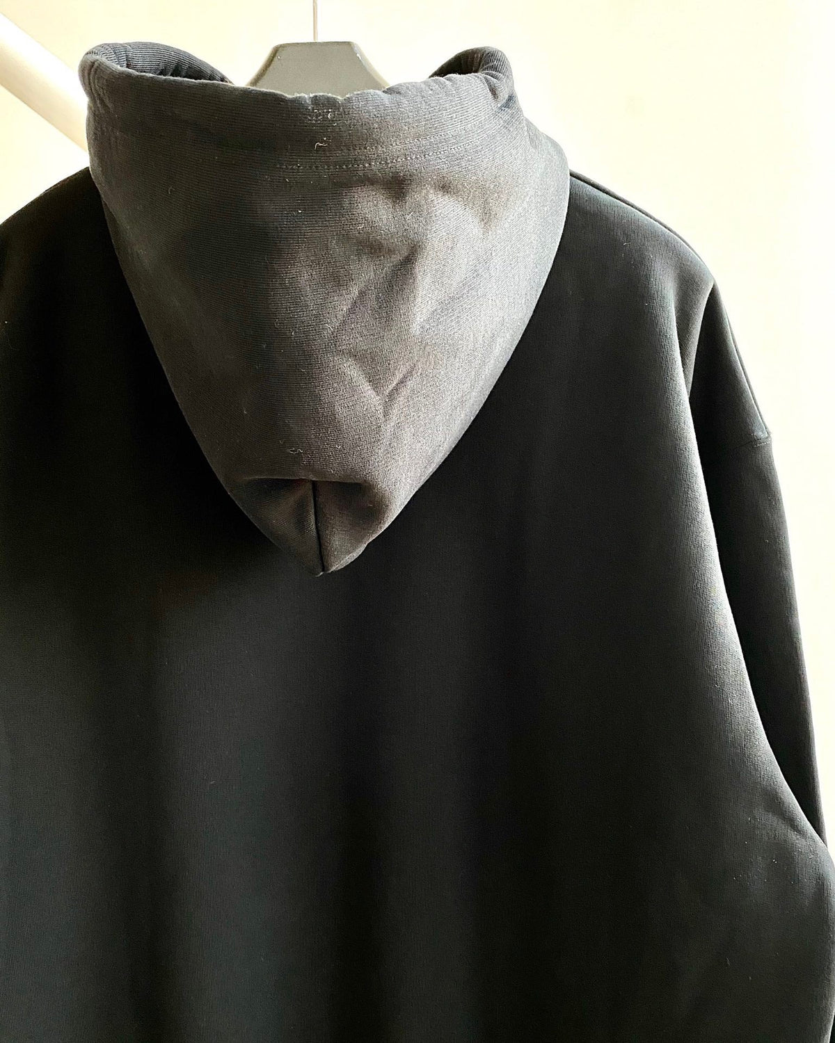 Black Cotton Script Logo Pullover - Men's