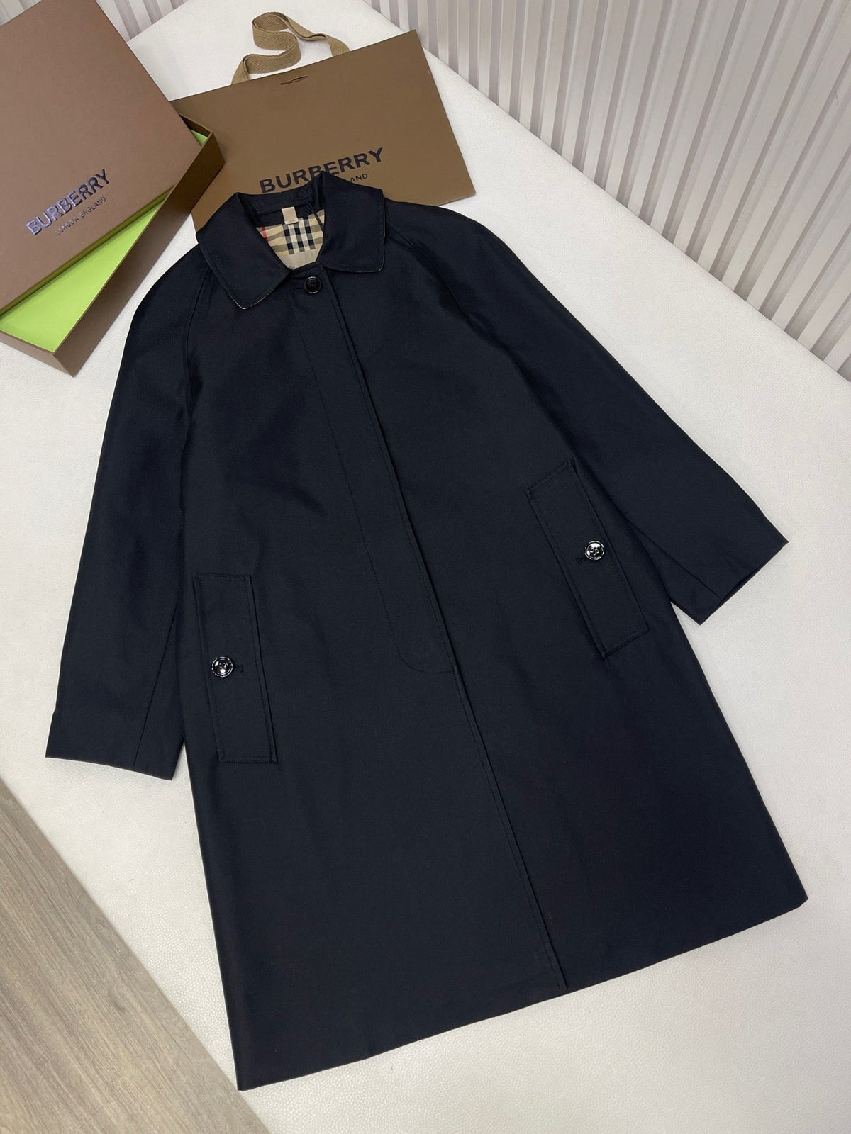 Marineblauer schlichter Baumwoll-Car Coat – Herren
