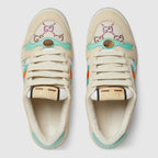 Women's Screener fabric sneaker – beige fabric with multicolor GG crystals Women's Green and orange vintage Web Green – LUX VERSE Luxury Designer Fashion Outlet