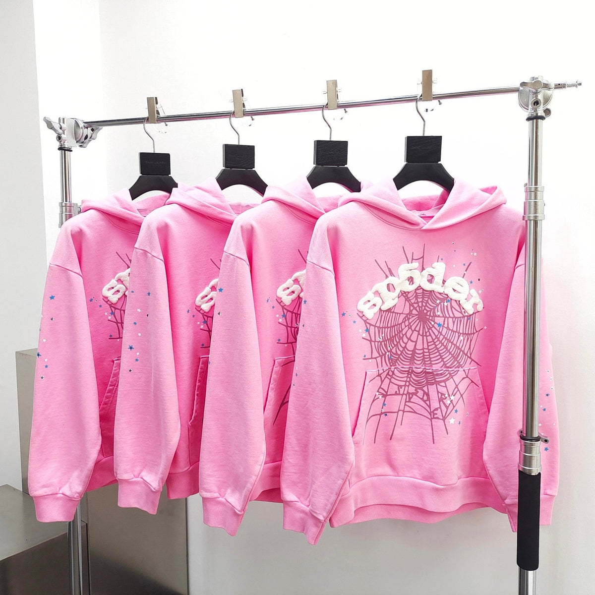 Rosa Baumwoll-Pullover mit tonigem Webband - Herren