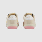 Screener GG sneaker – light pink GG canvas Women's Beige suede trim Yellow and blue Web White leather – LUX VERSE Luxury Designer Fashion Outlet