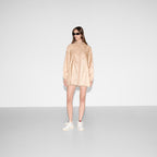 GG hooded jacket – light camel GG nylon jacquard Ribbon trim Lined Fixed hood with drawstring Dropped – LUX VERSE Luxury Designer Fashion Outlet