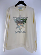 Marineblaues Tennis-Sweatshirt aus Baumwolle mit Grafik – Herren