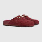Women's Horsebit canvas slipper – rosso Ancora red GG canvas Women's Light gold-toned hardware Horsebit Rubber sole – LUX VERSE Luxury Designer Fashion Outlet