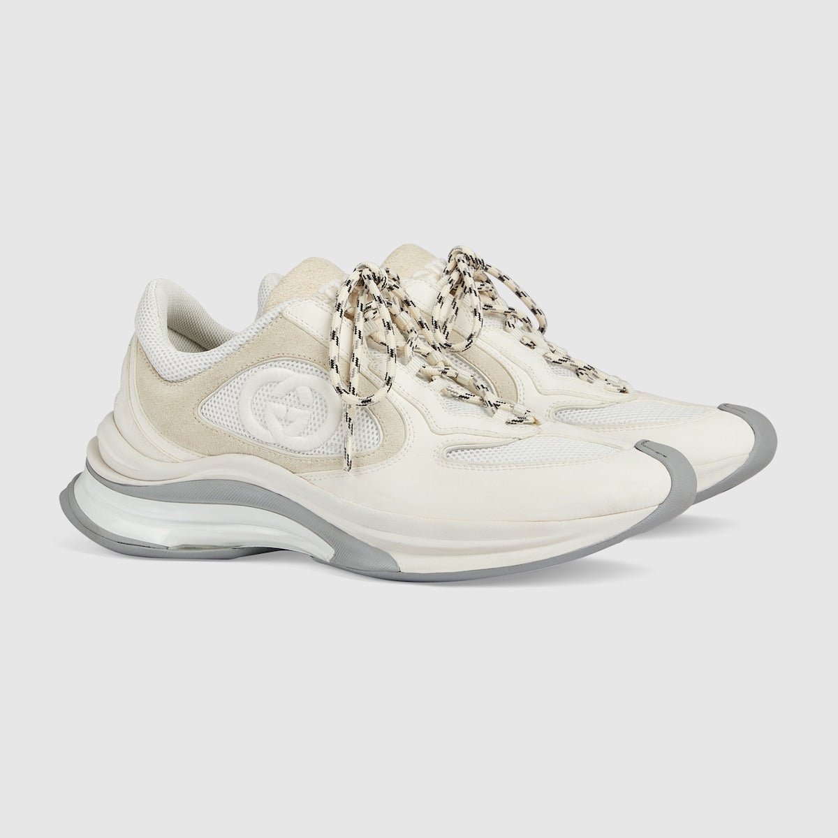 Women's Run sneaker – white suede Women's suede trim Interlocking G Bi-color rubber sole – LUX VERSE Luxury Designer Fashion Outlet