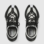 Metalic Leather Run sneaker – black suede Women's White perforated fabric trim Interlocking G Bi-color rubber sole – LUX VERSE Luxury Designer Fashion Outlet