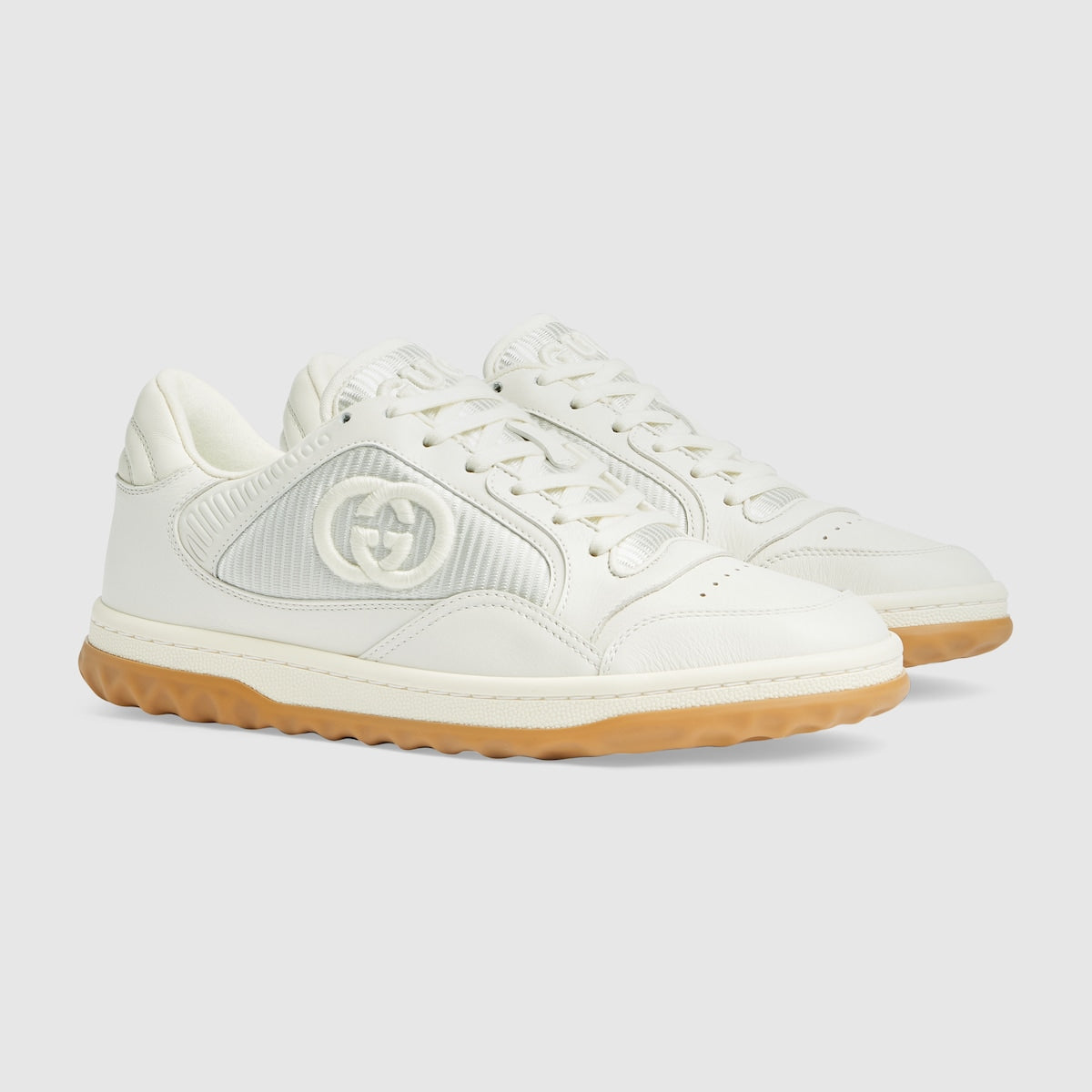 MAC80 sneaker – leather Women's fabric insert Interlocking G embroidery Round – LUX VERSE Luxury Designer Fashion Outlet