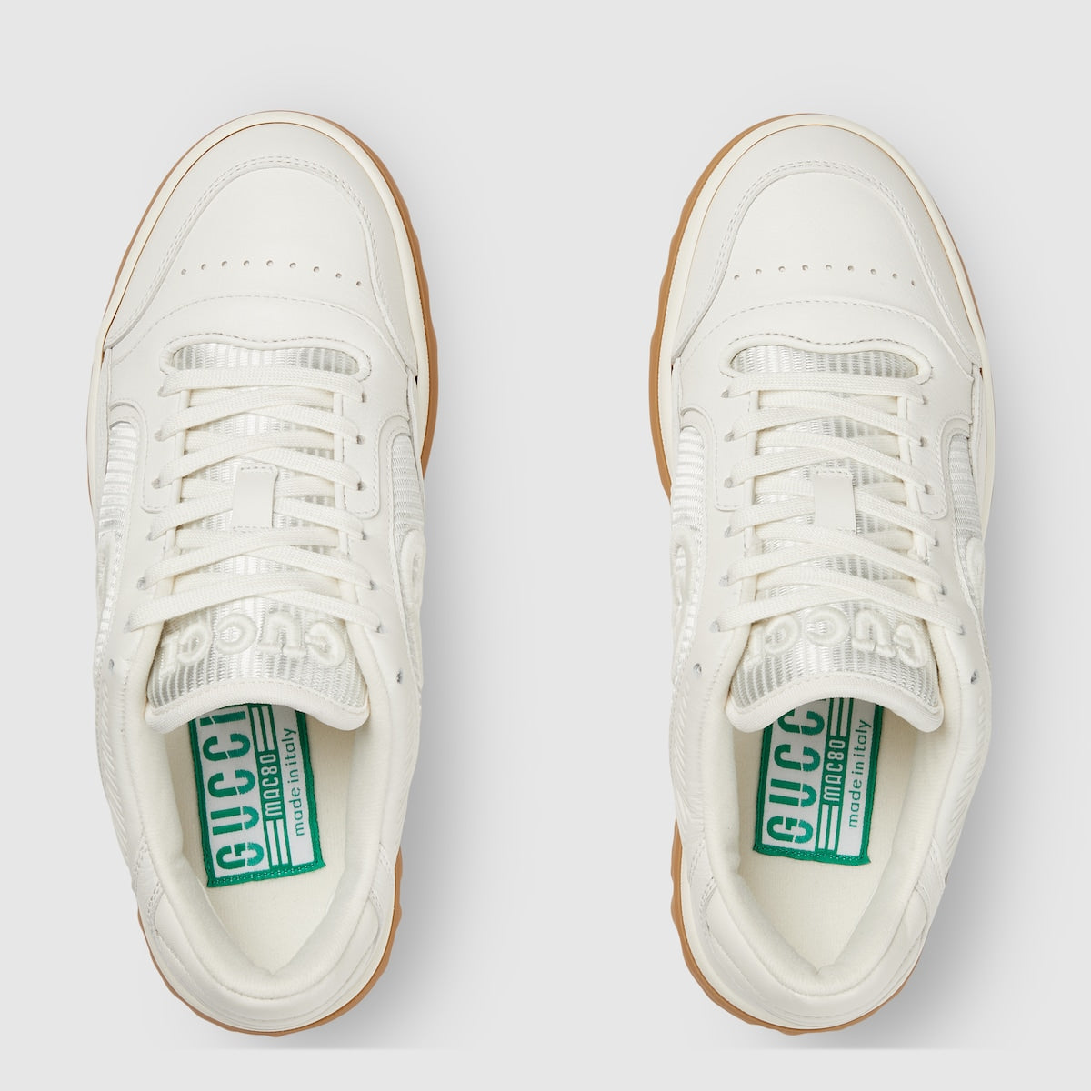 MAC80 sneaker – leather Women's fabric insert Interlocking G embroidery Round – LUX VERSE Luxury Designer Fashion Outlet