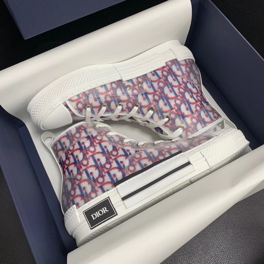 B23 High-Top Pink and Blue Oblique Sneakers