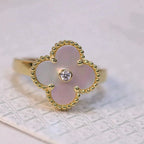 Clover Pink Mop Ring Gold Diamond – LUX VERSE Luxury Designer Fashion Outlet