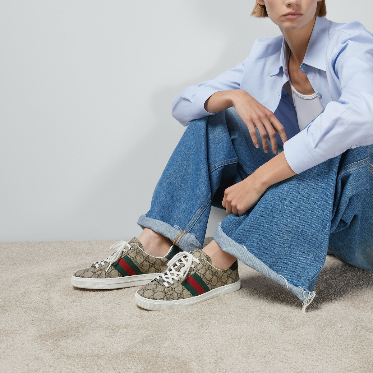 Women's Ace Rubber sneaker with Web – a new version of the characteristic low-top silhouette is presented in the latest – LUX VERSE Luxury Designer Fashion Outlet
