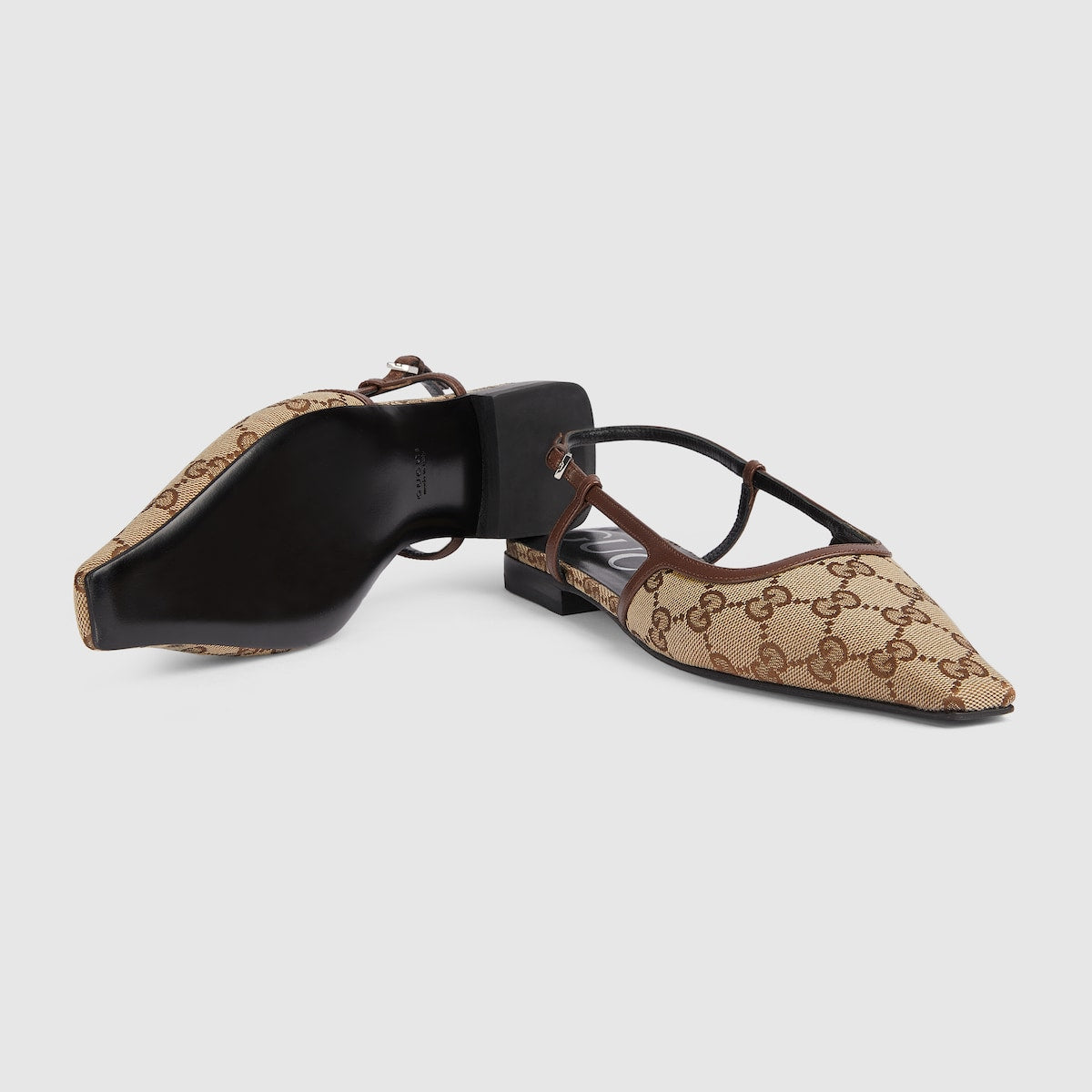 GG slingback ballet flat – a brown leather trim defines the elegant silhouette of this evergreen design – LUX VERSE Luxury Designer Fashion Outlet