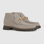 Women's Horsebit ankle boot – light beige suede Women's Light gold-toned hardware Horsebit Rubber sole Flat Heel – LUX VERSE Luxury Designer Fashion Outlet