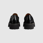 Women's loafer with Horsebit – black leather Women's Palladium-hardware Horsebit Rubber lug sole Low heel – LUX VERSE Luxury Designer Fashion Outlet