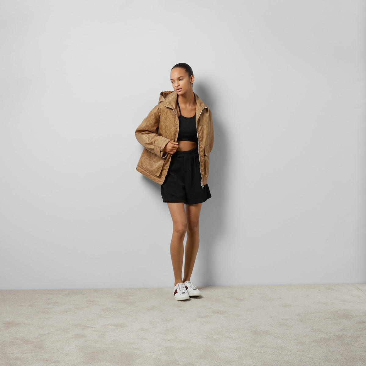 GG nylon canvas padded jacket – sweatshirts, hoodies, and t-shirts with drop shoulders, cropped lengths, – LUX VERSE Luxury Designer Fashion Outlet