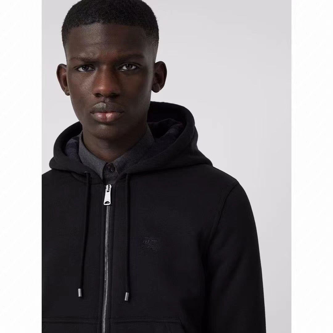 Navyfarbene Baumwoll-Zip-Jacke mit Logo – Herren