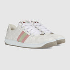 Women's Screener canvas sneaker – white GG Supreme canvas Women's Light grey leather details Pink and green Web Oval – LUX VERSE Luxury Designer Fashion Outlet