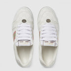 Women's Screener canvas sneaker – this variation, in white GG Supreme canvas, features a unique pink and green Web – LUX VERSE Luxury Designer Fashion Outlet