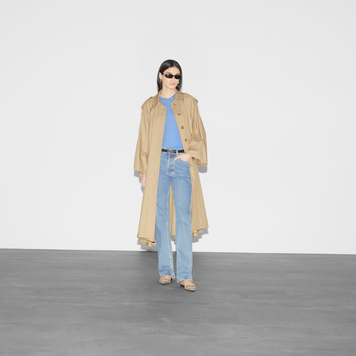 GG cotton gabardine trench coat – this voluminous trench coat is presented in a GG cotton garbadine, bringing a fresh – LUX VERSE Luxury Designer Fashion Outlet