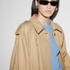 GG cotton gabardine trench coat – beige GG cotton gabardine Unlined Point collar Two epaulettes Long wide sleeves Two – LUX VERSE Luxury Designer Fashion Outlet