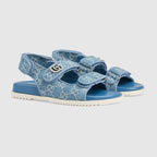 Flat sandal with Double G – crafted from light blue and ivory GG denim, the accessory is defined by a delicate – LUX VERSE Luxury Designer Fashion Outlet