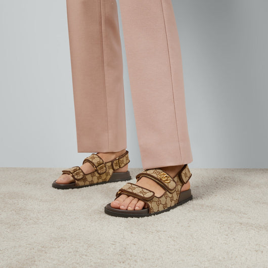 Women's leather sandal with Double G