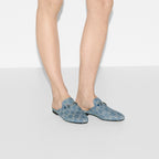 Princetown denim slipper – three different GG denim shades in light blue, dark blue and black add texture to – LUX VERSE Luxury Designer Fashion Outlet