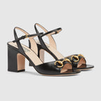 Women's mid-heel leather sandal with Horsebit – inspired by the origins of the brand, the emblematic Horsebit defines the shoe – LUX VERSE Luxury Designer Fashion Outlet