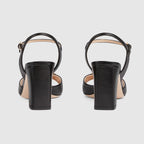 Women's mid-heel leather sandal with Horsebit – house details add a logo touch to this pair of sandals – LUX VERSE Luxury Designer Fashion Outlet