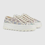 GG Leather sneaker – canvas with GG lamé with crystals Women's White trim Rubber sole – LUX VERSE Luxury Designer Fashion Outlet