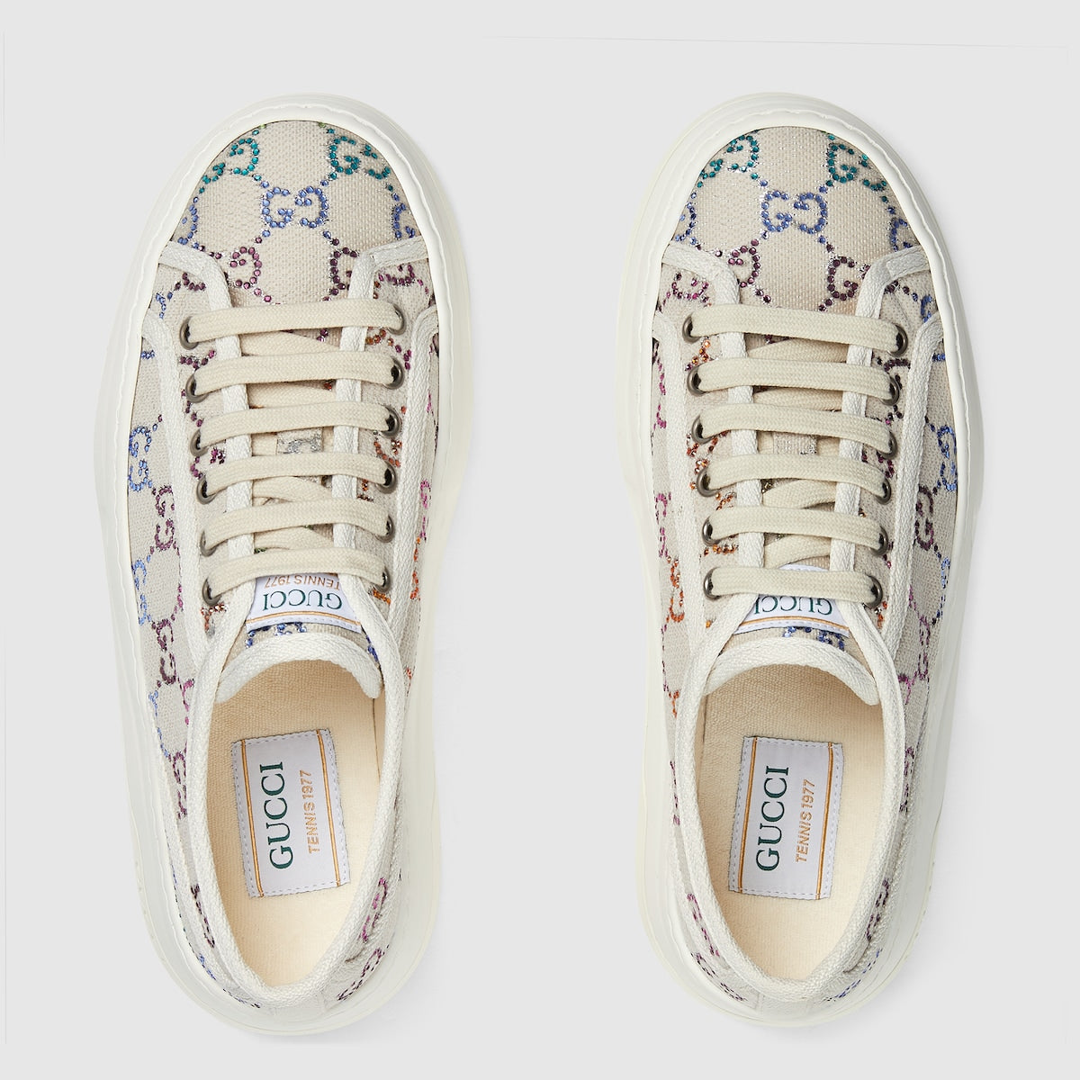 GG Leather sneaker – presented in canvas with GG crystals, this low-top sneaker features – LUX VERSE Luxury Designer Fashion Outlet