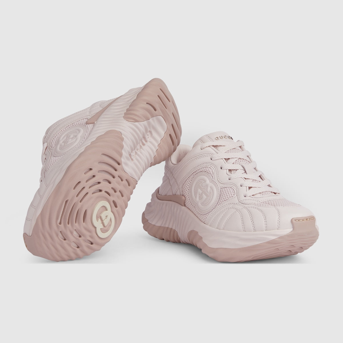 Women's Ripple sneaker – pale pink leather Women's Pale pink mesh details lettering metal hardware – LUX VERSE Luxury Designer Fashion Outlet