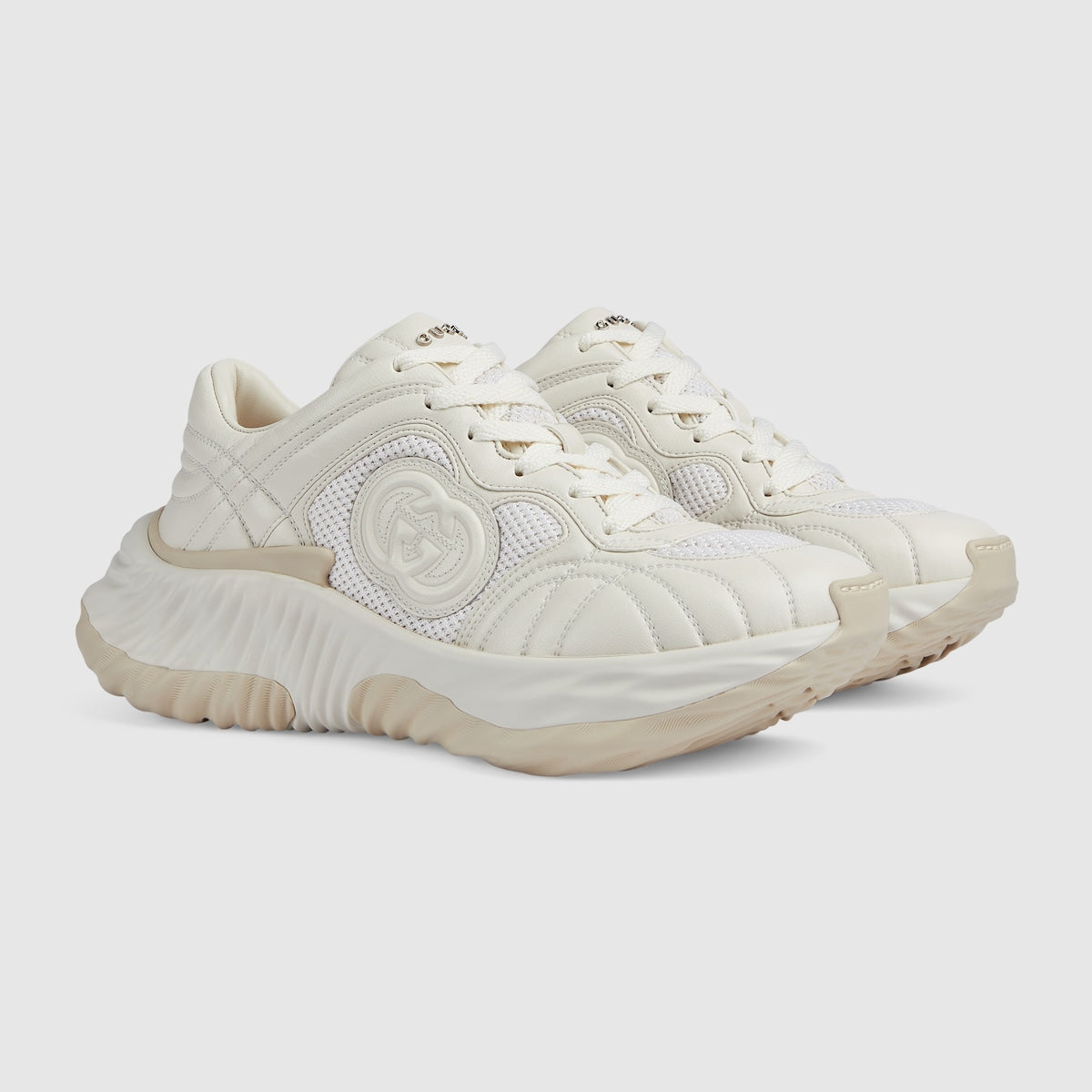 Ripple sneaker – leather Women's mesh details Lettering metal hardware – LUX VERSE Luxury Designer Fashion Outlet