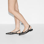 Women's GG slingback ballet flat – this pair of ballet flats is presented in a black mesh with a sparkling GG motif – LUX VERSE Luxury Designer Fashion Outlet